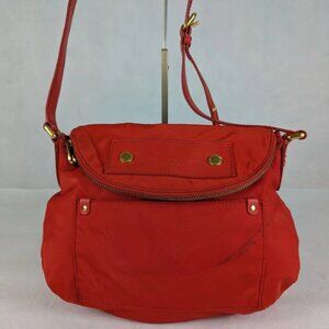 Marc Jacobs Preppy Natasha Crossbody Bag Red Nylon with PVC Trim Leather Medium